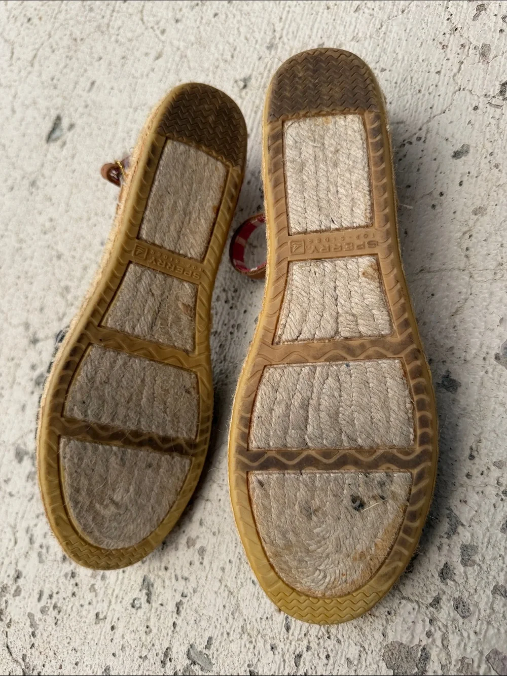 Sperry Black Anchor Print Espadrille Wedges with Red Stripe Ankle Strap - Picture 10 of 12